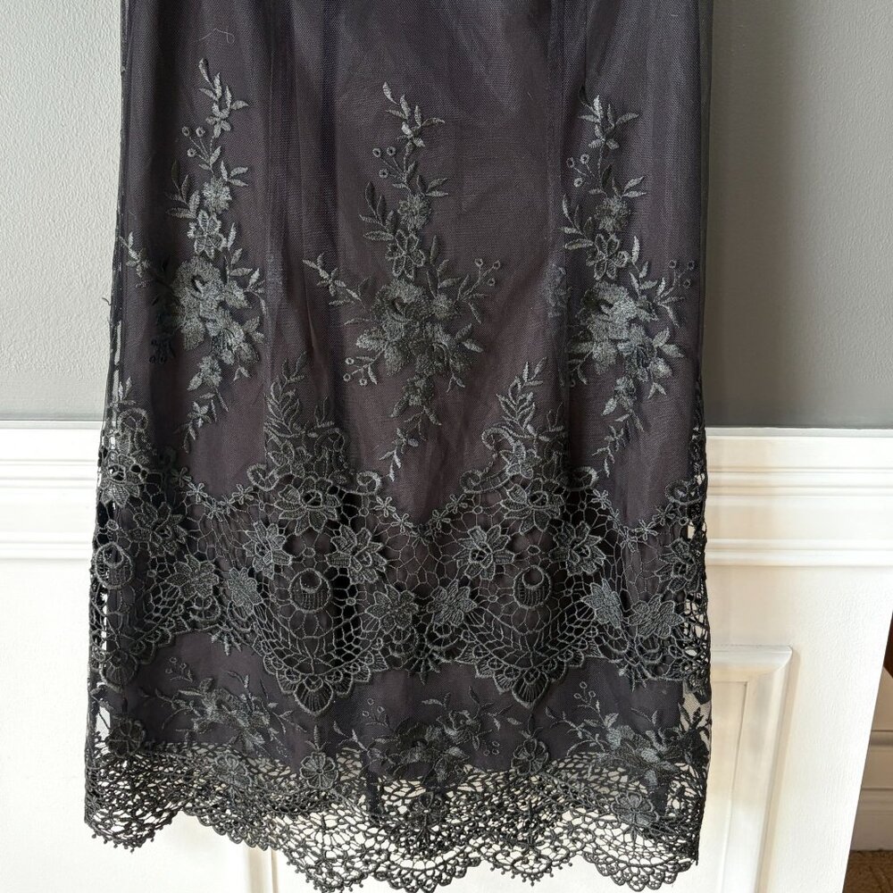 Nanette Lepore Black Spring Bloom Lace Overlay Sleeveless Cocktail Dress- Size 4 - Picture 4 of 6